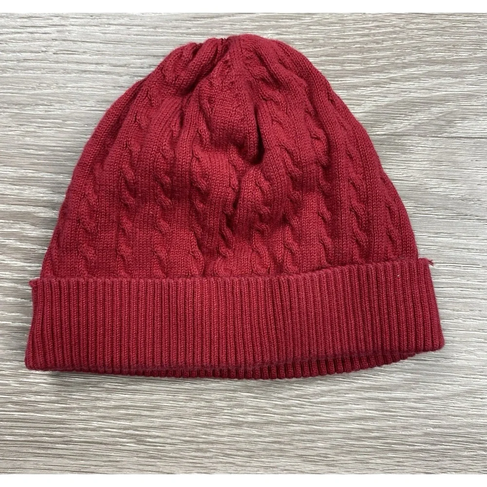 Ralph Lauren Baby Cable Knit Cotton Beanie Hat Red One Size
